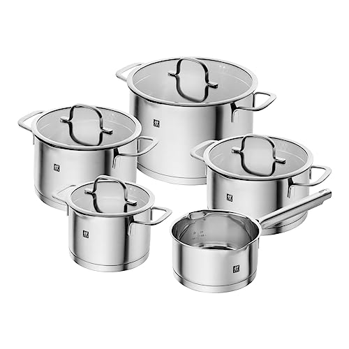 zwilling trueflow 5-teilig kochtopf set edelstahl induktionsgeeignet glasdeckel mit sieb