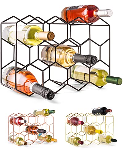 Produktbild: gusto nostro weinregal schwarz metall für 14 flaschen, 3-stufig, für tisch und schrank