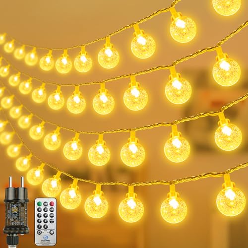 led lichterkette 15m mit stecker warmweiß dimmbar für außen und innen ip65