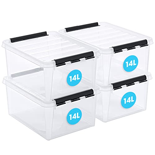 smartstore 4x aufbewahrungsbox mit deckel 14l stapelbar lebensmittelecht 40x30x18cm
