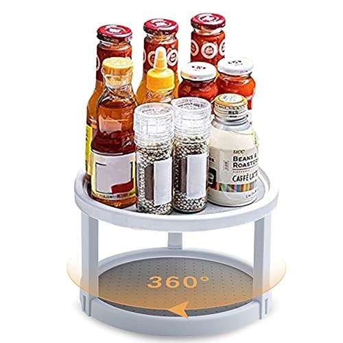 Produktbild: Drehteller Organizer 2 Etagen 25CM, Drehbar für Gewürze, Küche, Schrank, Schminktisch
