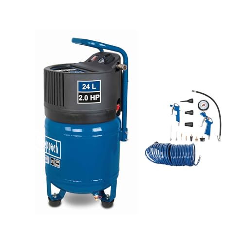 scheppach druckluft kompressor hc24v 24l kessel 1500w 10bar inkl. 13 tlg. zubehörset, 10m schlauch
