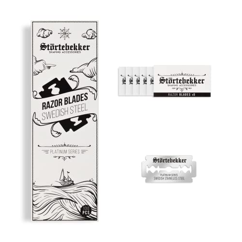 Rasierklingen 100 Stück von Störtebekker für Rasierhobel und Rasiermesser aus Edelstahl