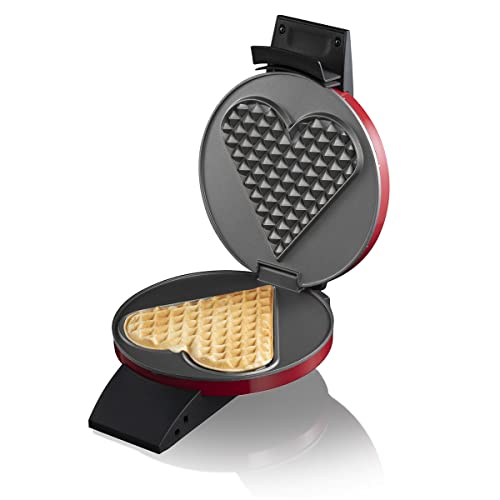 Cloer Waffeleisen 1633V, antihaft, für Waffelherz, 930W, rot, mit Backampel