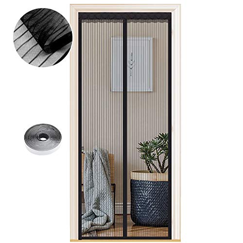 fliegengitter tür magnet insektenschutz 90 x 200 cm ohne bohren schwarz für balkon terrassentür