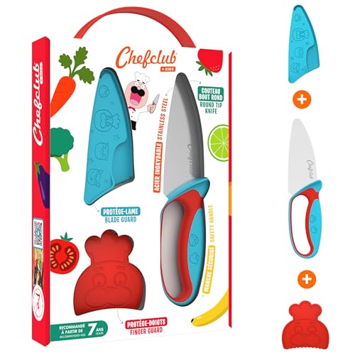 chefclub kids kindermesser mit fingerschutz und ergonomischem griff blau rot