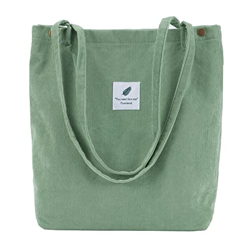 Funtlend umhängetasche damen groß cord shopper henkeltasche braun für uni schule