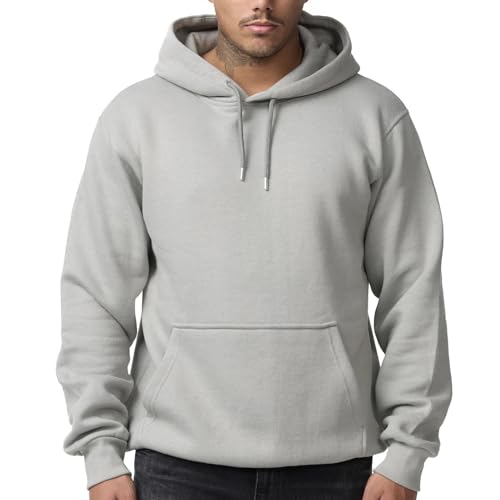 smith & solo herren hoodie kapuzenpullover langarm grau slim fit baumwolle (m)