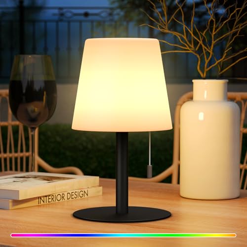 FUYO LED Tischlampe kabellos, Akku, 8 Farben, tragbar, Nachtlicht für Garten, Schlaf- und Campingbereich