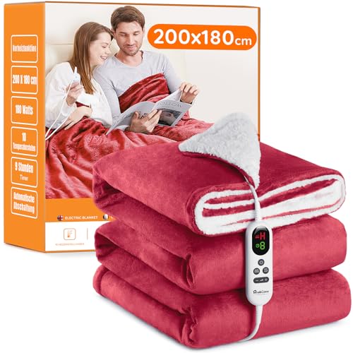 heizdecke ob-008 180 x 200 cm rot mit automatischerabschaltung