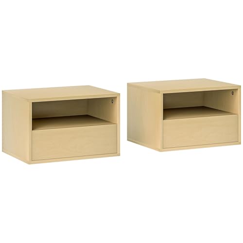 wandnachttische 2 tlg. nachttisch hängeschrank mit schublade homcom 45 x 35 x 27,5 cm