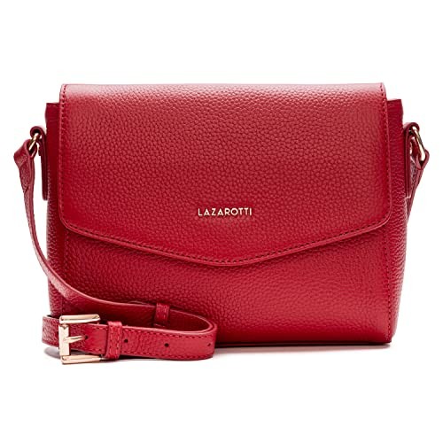 Lazarotti Bologna Leder Umhängetasche Damen | Crossbody Bag 22 cm mit verstellbarem Gurt