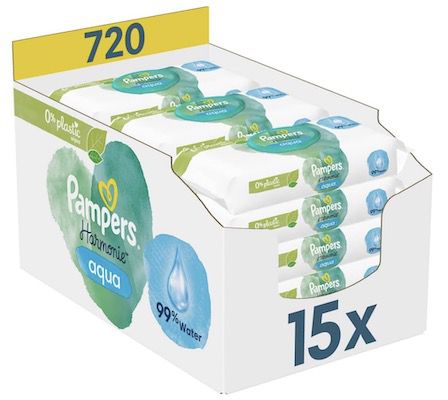 pampers harmonie aqua baby feuchttücher 720er pack ab 18,32 euro statt 24 euro