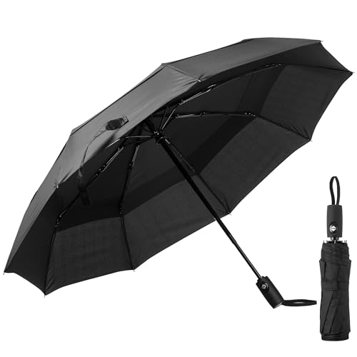 mr. pen winddichter reise-regenschirm automatisch schwarz für regen und wind