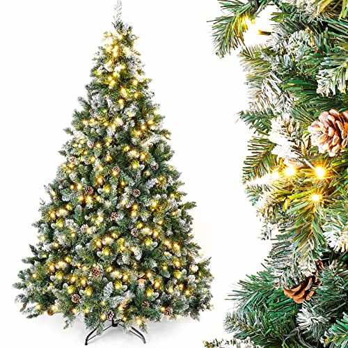 yorbay künstlicher weihnachtsbaum 210 cm schnee beleuchtung led dekoration