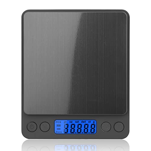 mafiti küchenwaage digital 3kg/0,1g mit tara-funktion und lcd display, schwarz