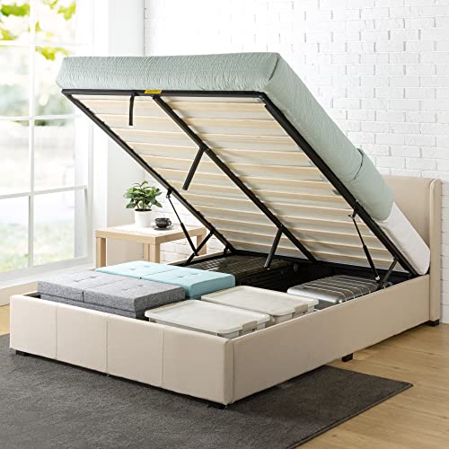 Zinus Maddon Polsterbett 140x200 cm Schwarz mit Stauraum und Lattenrost