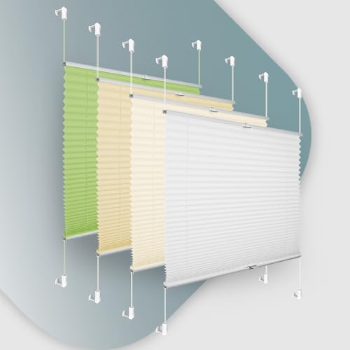 Buseu Plisseerollo 115x150cm Lichtdurchlässig Weiß Faltrollo ohne Bohren