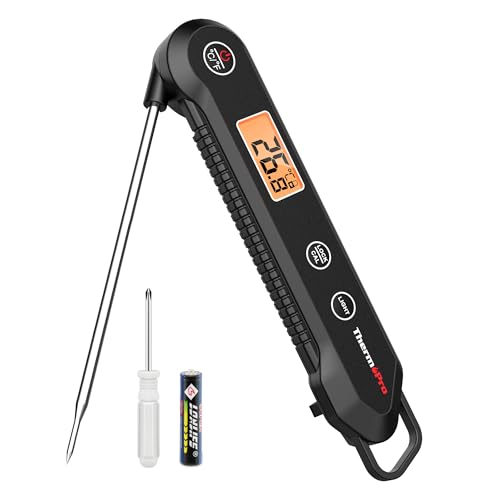 Produktbild: thermopro tp03h fleischthermometer wasserdicht ipx6 mit großem display schwarz orange
