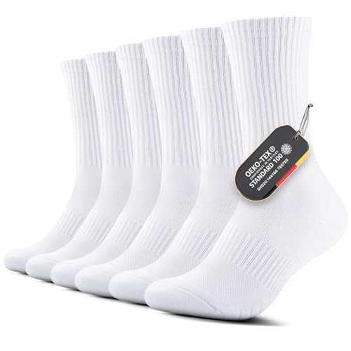 falary sportsocken herren 43-46 weiß baumwolle lange socken gepolstert 6 paar