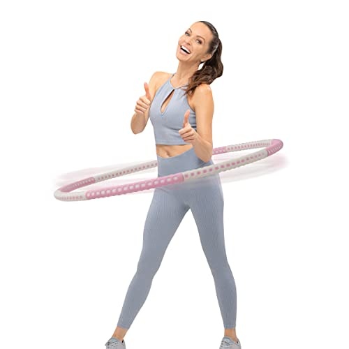 hula hoop reifen miweba sports 93 cm durchmesser 8-teilig für gewichtsabnahme und massage rosa/weiß