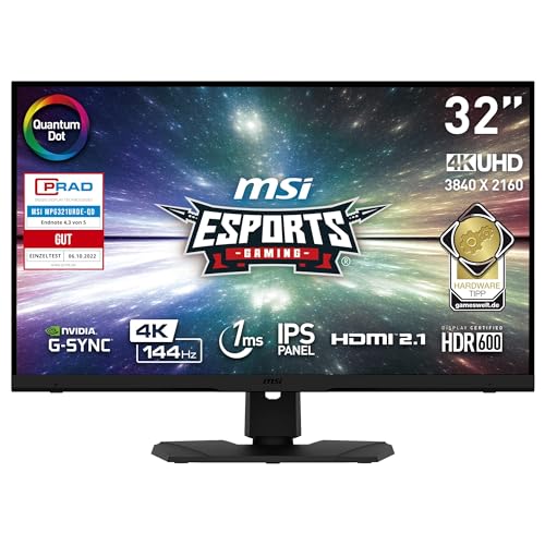 MSI MPG321URDE-QD 32 Zoll 4K Monitor, IPS Panel, HDR600, Schwarz, Gaming Monitor, hohe Farbgenauigkeit