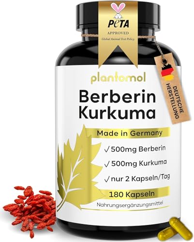berberine 500 mg, plantomol kapseln mit curcuma, 11 inhaltsstoffe, vegan, made in germany