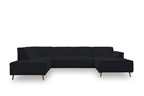 DOMO collection wohnlandschaft jules fk u-sofa schwarz mit longchair rechts 333 x 191 x 81 cm