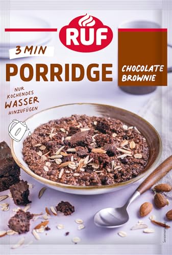 ruf porridge chocolate brownie, instant haferbrei mit brownie-bites, 65g