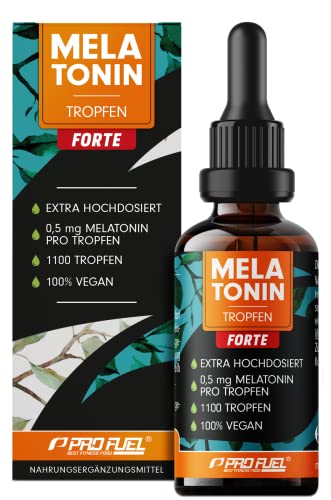 melatonin tropfen forte 30 ml - 1100 tropfen mit 0,5 mg - alkohol- und zuckerfrei, vegan