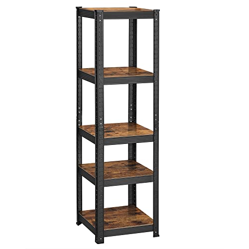 songmics standregal bücherregal lagerregal verstellbar 5 ablagen vintagebraun-schwarz 37 x 37 x 150 cm