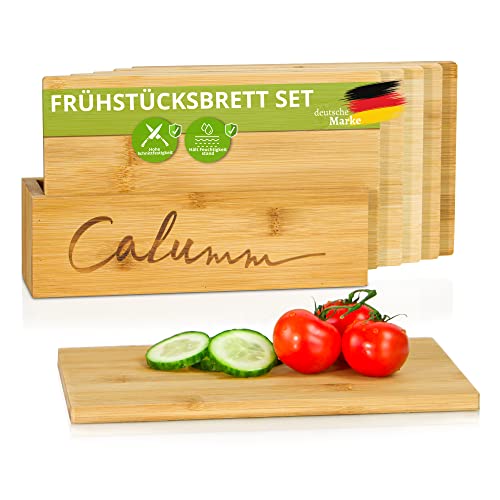 calumm bambus frühstücksbrettchen set 6er antibakteriell mit stand