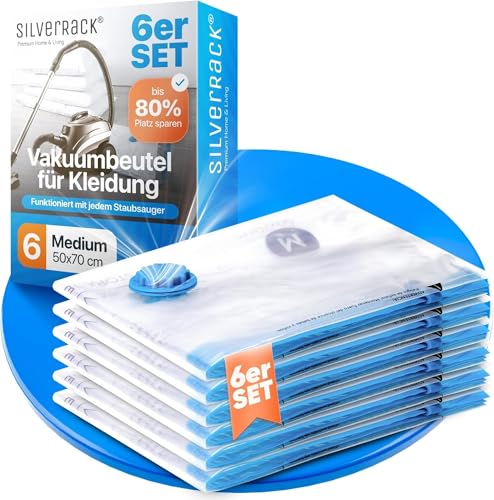 Vakuumbeutel für Kleidung 6 Stück medium 50x70 cm inkl. Etiketten - Prime