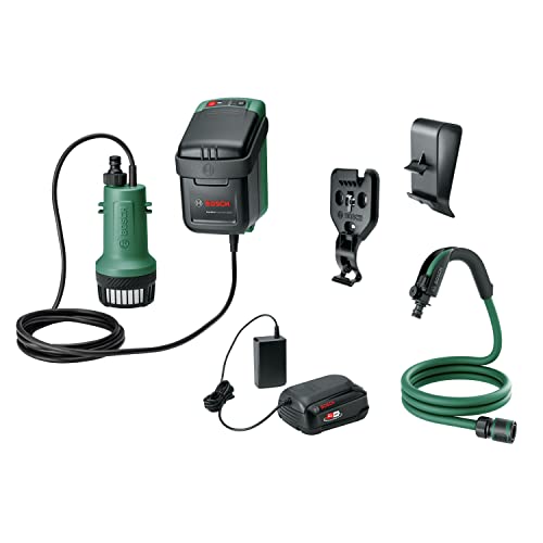 Produktbild: bosch gardenpumpe 18v-2000 tauchpumpe mit akku und ladegerät, für regenwassertanks