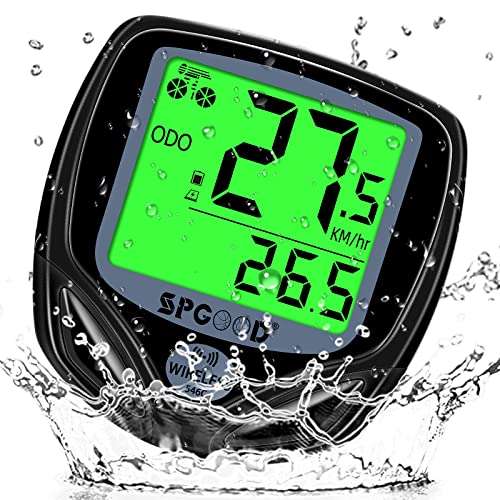 fahrradcomputer kabellos spgood, 19 funktionen, ip54 wasserdicht, schwarz