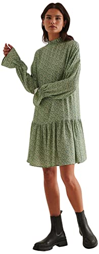 na-kd frill detail mini dress grün-blumen für damen, größe 38