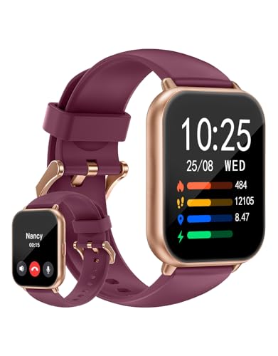 huakua smartwatch 1,85 zoll touchscreen mit bluetooth anrufen, sportuhr, herzfrequenz, spO2, schrittzähler, schlafmonitor, 110+ trainingsmodi für ios android