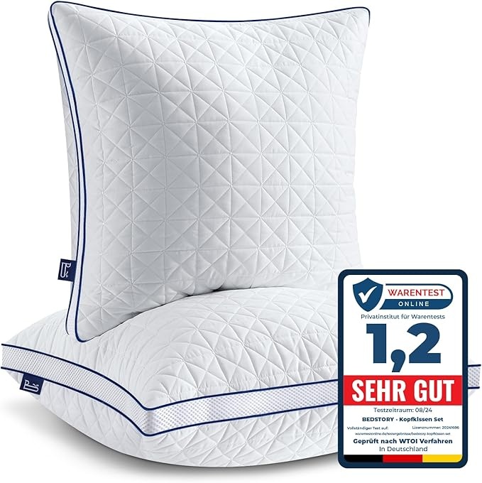 Kopf_kissen 80x80, 2er Set Mikrofaser, höhenverstellbar, waschbar, Oeko zertifiziert