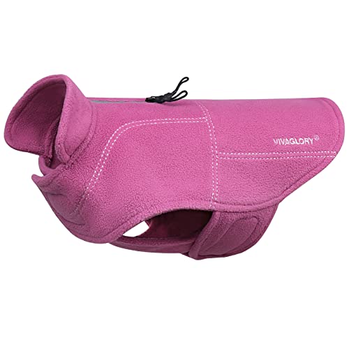 vivaglory hundemantel fleece wintermantel mit Bauchschutz und verstellbarem Klettverschluss, XS, fuchsia