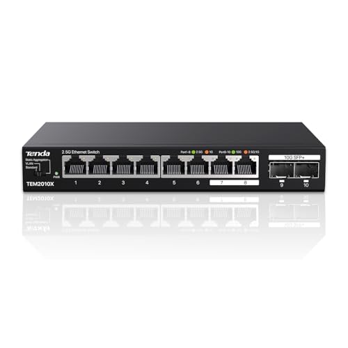 tenda 2.5 gbit switch 8x 2.5g ports 2x 10g sfp+ lüfterlos metallgehäuse