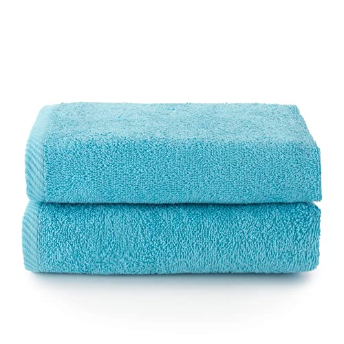 große badetücher von top towel, 100 % baumwolle, aquamarin, 30x50 cm, 2 gesichtshandtücher