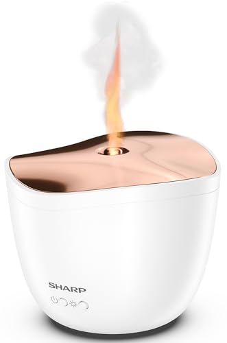 Sharp Aroma Ultraschall Diffuser, Zerstäuber mit Kerzenlicht-Effekt für Duft- und ätherische Öle, weiß/ros-Gold