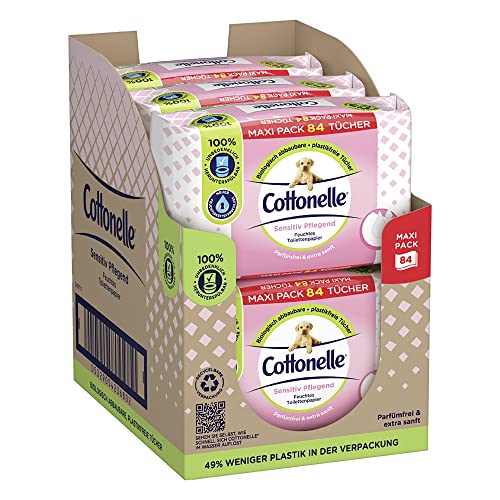 cottonelle feuchtes toilettenpapier sensitive maxi-pack 6 x 84 tücher