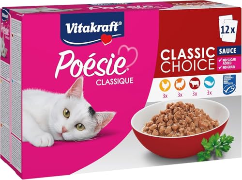 vitakraft poesie klassik nassfutter katzen multipack mit huhn truthahn rind lachs 12x85g