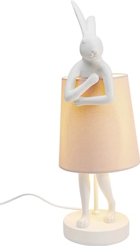 kare design tischlampe hasen rosa weiß, tiermotiv nachttischlampe 50x17x20cm