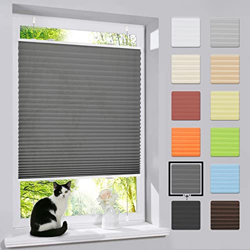 bobodeco Plissee Klemmfix Faltrollo anthrazit 75x110cm Sichtschutz Sonnenschutz