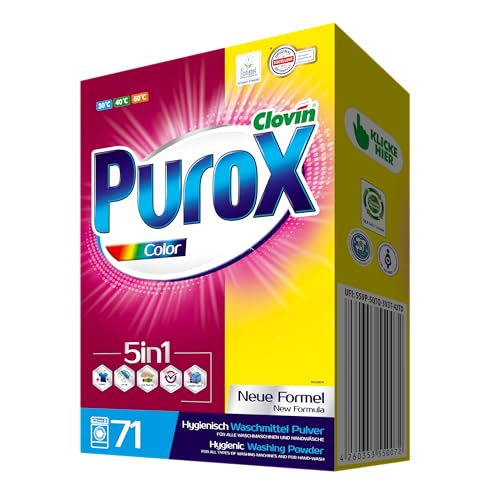 purox color waschpulver 5 kg für farbige textilien, 71 ladungen, umweltfreundlich