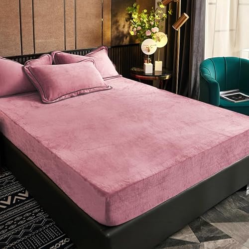 luofanfei fleece spannbettlaken 200x200 altrosa plüsch frottee für hohe matratze