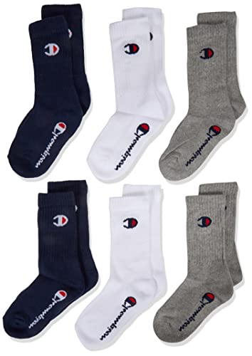 champion unisex socken 6er pack crew fußlinge marineblau weiß grau 27-30 eu