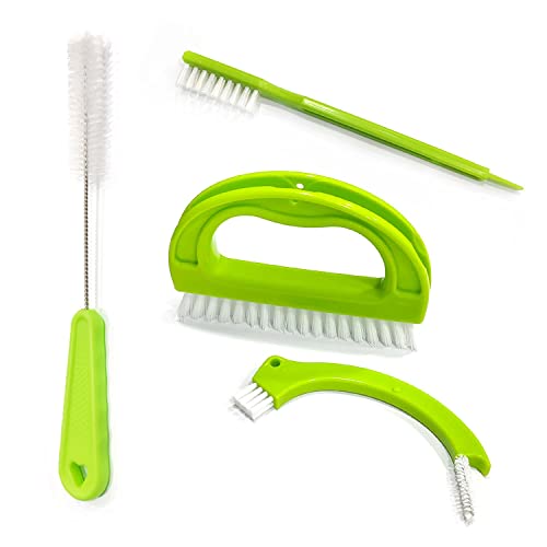 fugenbürsten 4er set, fliesenreinigungsbürste mit griff für küche und zuhause